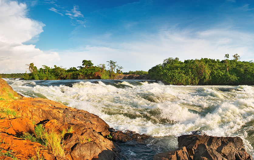Water running in a river in Uganda